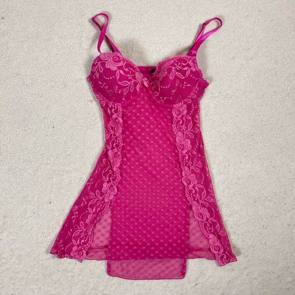 Rampage Scene Mcbling Coquette Pink Heart Slip
